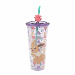 Pokemon Vaso Acrilico Con Diseño Floral Eevee - Imagen 1