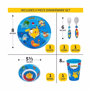 POKEMON SET COMIDA NIÑOS COLOR AZUL - Imagen 5
