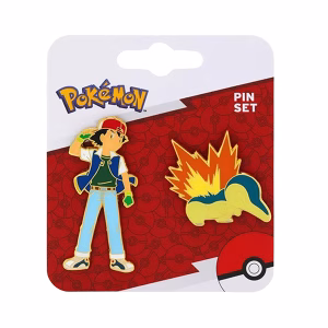 Pokemon Ash & Cyndaquil Enamel Pin Set - Imagen 2