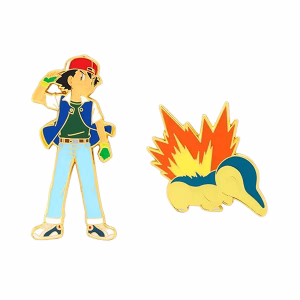 Pokemon Ash & Cyndaquil Enamel Pin Set - Imagen 1