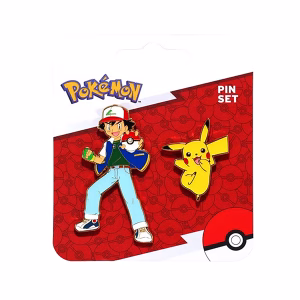 Pokemon Ash and Pikachu Enamel Pin Set - Imagen 2