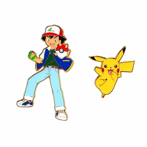 Pokemon Ash and Pikachu Enamel Pin Set - Imagen 1