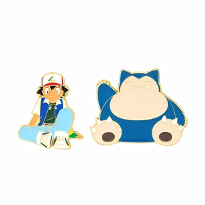 Pokemon Ash & Snorlax Enamel Pin Set - Imagen 1