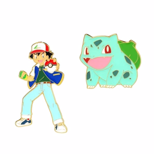 Pokemon Ash And Bulbasaur Pin Set - Imagen 1