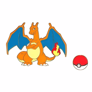 POKEMON CHARIZARD AND POKEBAL PIN SET - Imagen 1
