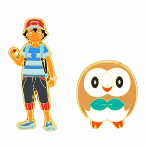 POKEMON ASH Y ROWLET PIN SET - Imagen 1