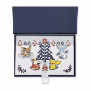 Pokemon Pikachu Fuecoco Y Sus Amigos Navideño Pin Caja - Imagen 1