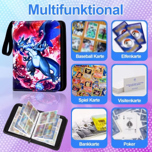 Pokemon Folder 4 Pocket 400 Cartas Mega Charizard Mewtwo - Imagen 3