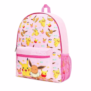 Pokemon Mochila Pikachu Eevee Rosado - Imagen 1