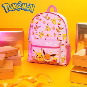 Pokemon Mochila Pikachu Eevee Rosado - Imagen 2