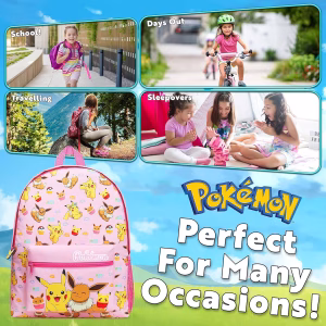 Pokemon Mochila Pikachu Eevee Rosado - Imagen 3