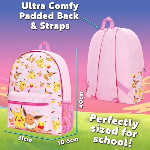 Pokemon Mochila Pikachu Eevee Rosado - Imagen 5