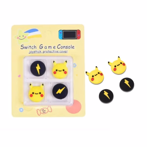 Pokemon Tapas De Silicona Para Joystick 4 Botones Pikachu y Flash - Imagen 1