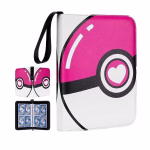 Pokemon Folder 4 Pocket 400 Cartas Pokeball Rosa - Imagen 1