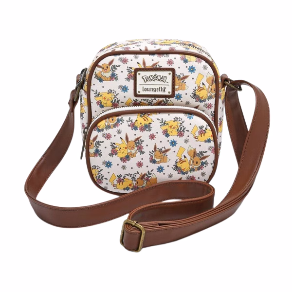 BOLSO CRUZADO FRORAL POKEMON PIKACHU EEVEE LOUNGEFLY