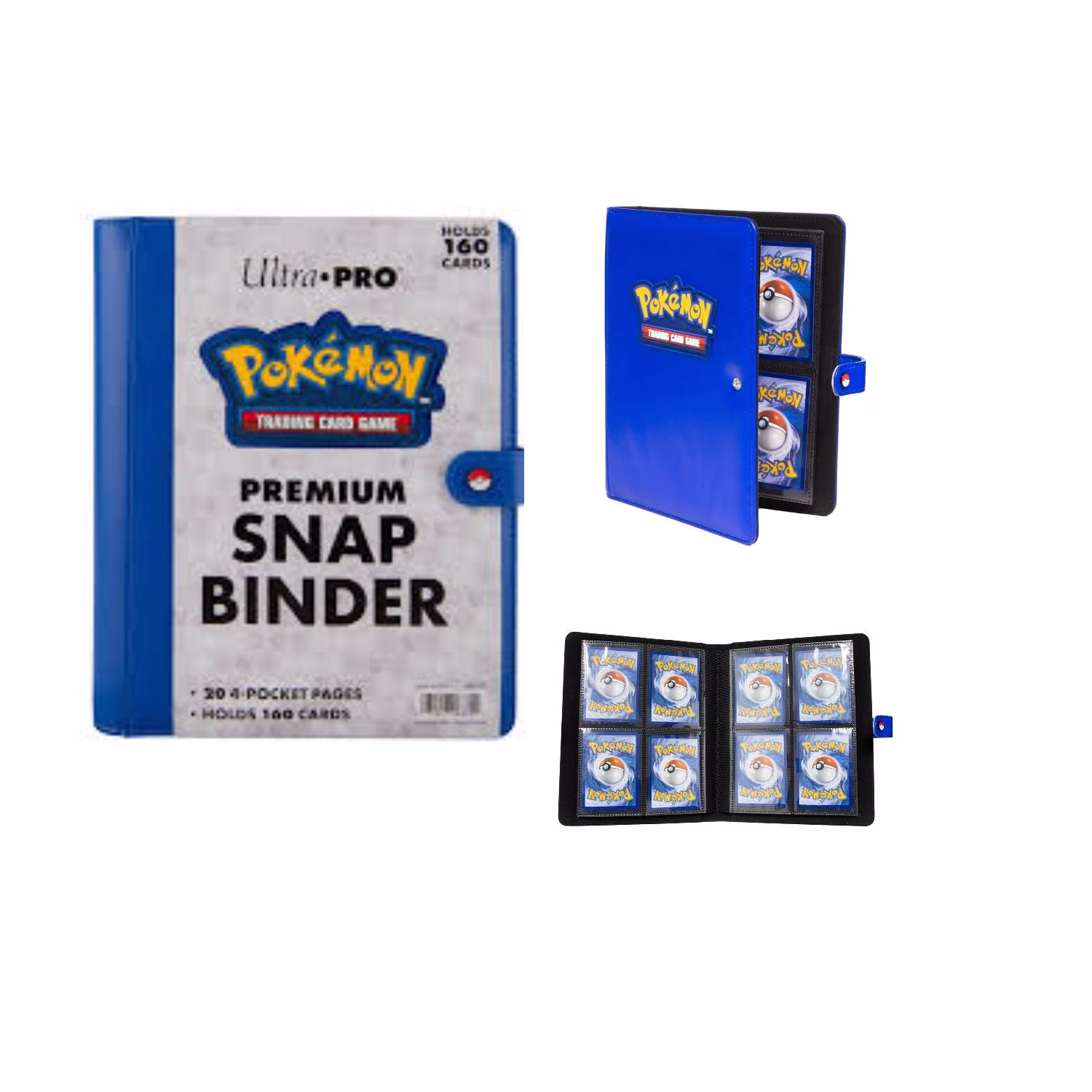 Pokemon Folder 4 Pocket 160 Cartas Azul